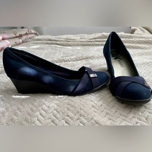 Anne Klein Navy Wedge Pumps
